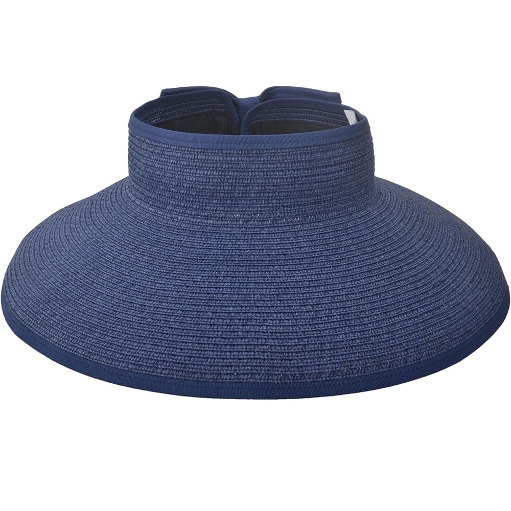 Simplicity Womens Sun Hat Foldable Straw Sun Visor Black/White